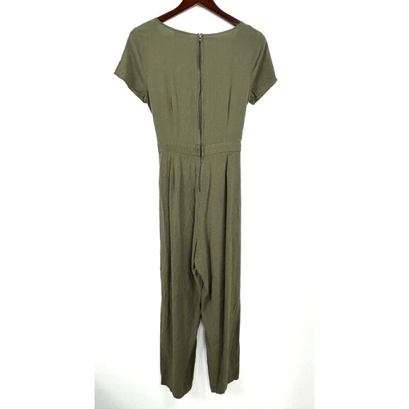 ModCloth Bay Area Believer Cropped Tie Front Jumpsuit Womens Size Medium Green E - Picture 8 of 13